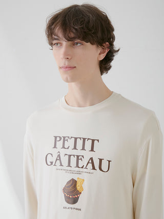 Male in Chocolate Cupcake Motif Long T-shirt