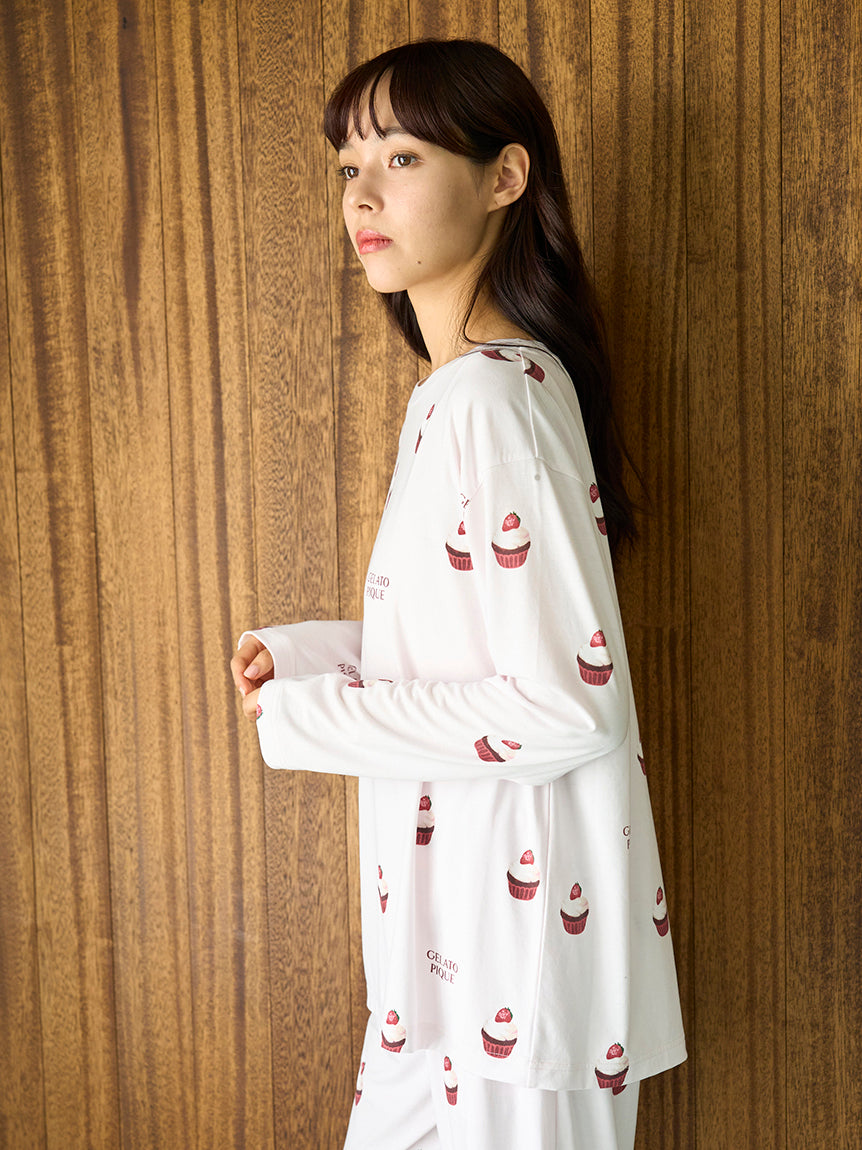 Cute Variety Motif Cut-and-sew Pullover