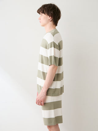 [UV-Cut] Men's Smoothie Lite Cool Striped Short-sleeve Pullover