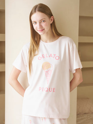 Ice-cream / Bear One Point Printed T-shirt