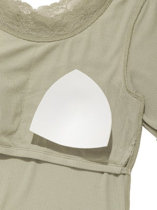 Cool Ribbed Fabric T-shirt With Built-in Bra