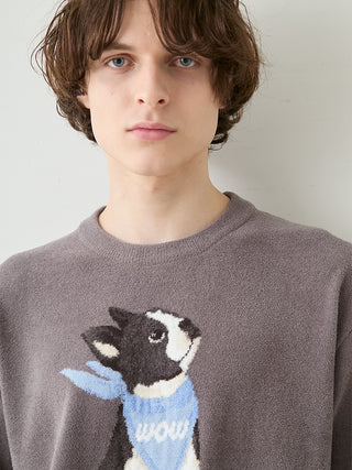 Men's Airy Moco Boston Terrier Jacquard Pullover & Shorts Set