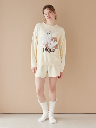 Airy Moco Cat Jacquard Pullover