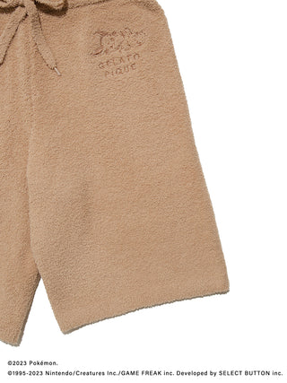 Men's Baby Moco Eevee shorts from Pokémon Sleep collection, featuring soft beige fabric and comfortable design for casual wear.