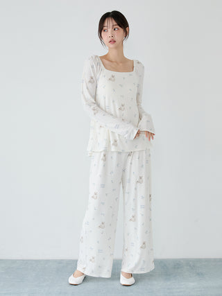 Cat and Flower Long Pants