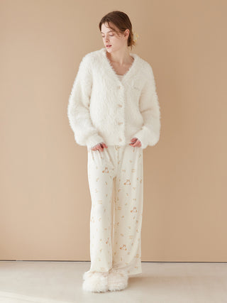 Cat Fur-like Feather Knit Cardigan