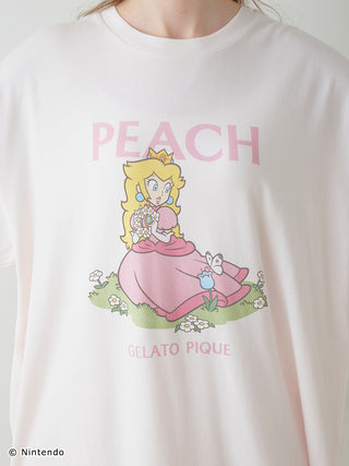 Peach Collection Printed Drop Shoulder Lounge T Shirt in pink, Women's Loungewear Tops, T-shirt , Tank Top at Gelato Pique USA.