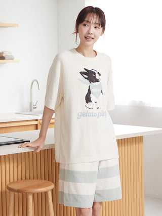Men's Airy Moco Boston Terrier Jacquard Pullover & Shorts Set