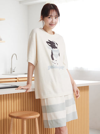 Men's Airy Moco Boston Terrier Jacquard Pullover & Shorts Set