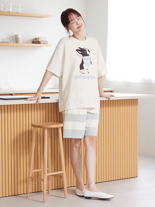Men's Airy Moco Boston Terrier Jacquard Pullover & Shorts Set