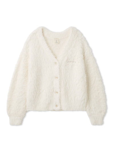 Cat Fur-like Feather Knit Cardigan gelato pique