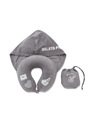 [Travel][Sleep] Neck Pillow With Hood & Drawstring Bag gelato pique