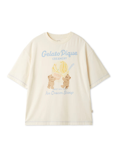 Cool Rayon Ice Cream Bear Printed T-shirt gelato pique