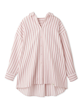 Striped long sleeve pajama shirt in lightweight breathable fabric, offering elegant sleepwear style and comfort for a restful night.