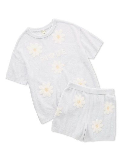 Smoothie Daisy Pullover & Shorts Loungewear Set gelato pique