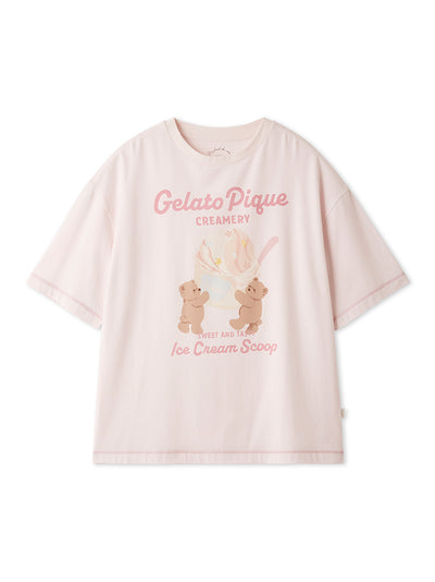 Cool Rayon Ice Cream Bear Printed T-shirt gelato pique