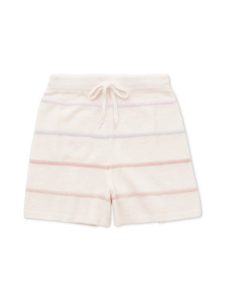 Smoothie Colorful Border Lounge Shorts with soft pastel stripes, designed for comfort and style from Gelato Pique USA.