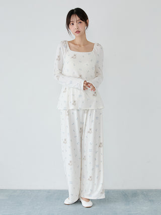 Cat and Flower Long Pants