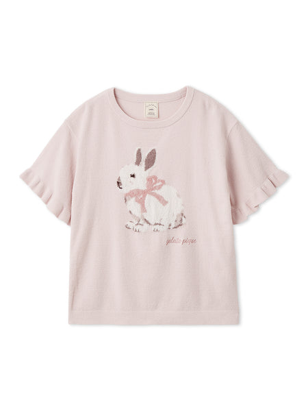 Airy Moco Ribbon Bunny Jacquard Pullover