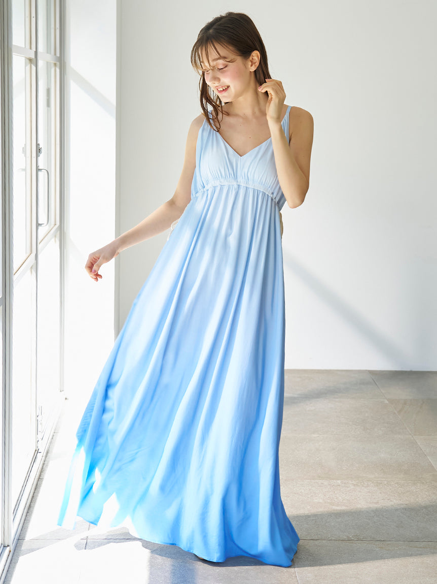 Gradation Drawstring Dress One Size / Orange Gradation Drawstring Dress One Size / Orange