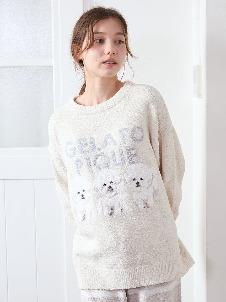 Airy Moco Cute Variety Jacquard Pullover
