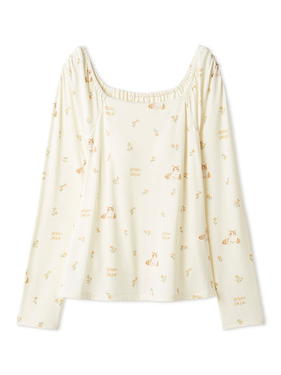 Cat and Flower Pullover with Built-in Cups gelato pique