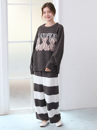 Airy Moco Cute Variety Jacquard Border Long Pants