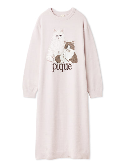 Airy Moco Cat Jacquard Dress gelato pique