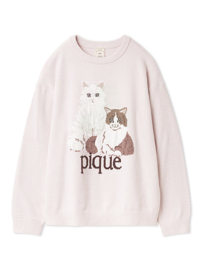 Airy Moco Cat Jacquard Pullover gelato pique
