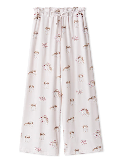 Shih Tzu Print Pants gelato pique