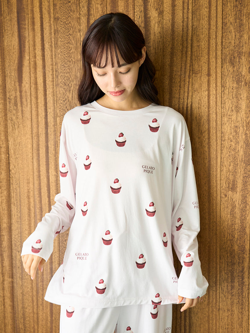 Cute Variety Motif Cut-and-sew Pullover