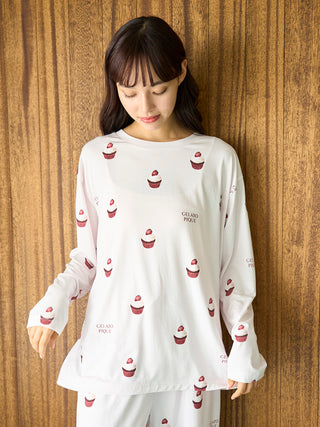Cute Variety Motif Cut-and-sew Pullover