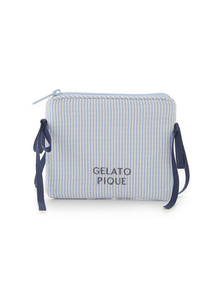 Light blue striped ribbon tissue pouch by Gelato Pique USA, elegant premium loungewear and sleepwear accessory.