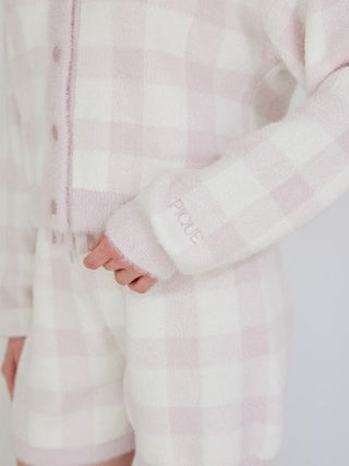 Checkered Cardigan & Shorts Set