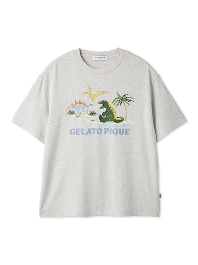 Men's Cool-to-touch Sleeping Dinosaur One Point Printed T-shirt gelato pique