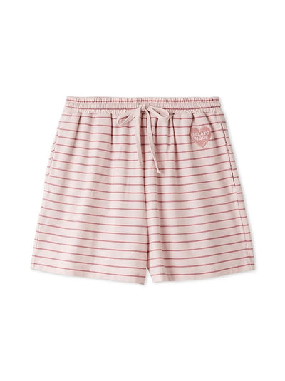 Cool-to-touch Heart Striped Shorts gelato pique
