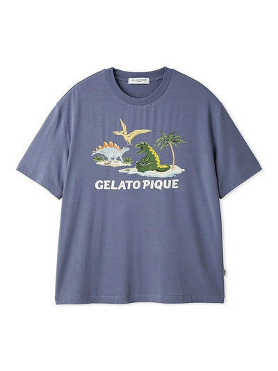 Men's Cool-to-touch Sleeping Dinosaur One Point Printed T-shirt gelato pique
