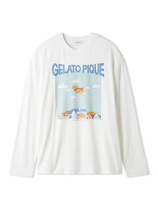 Gelato Pique Men's Antibacterial & Odor-Resistant Hero Bear Rayon Long-sleeve T-shirt in cream, front view