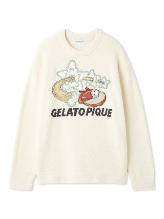 Gelato Pique Men's Baby Moco Space Ship Pullover in cream, front view