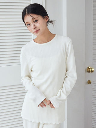 Heart Aran Cut-and-sew Pullover
