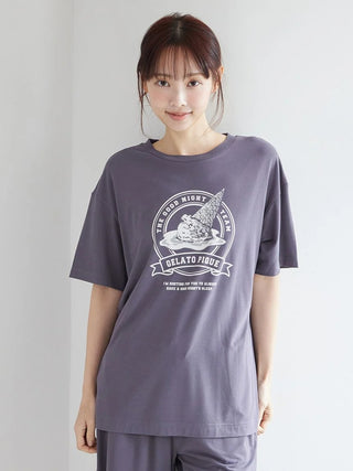 [UV-cut] Pique Emblem Printed T-shirt