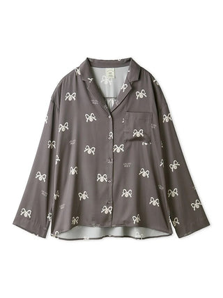 Gelato Pique Ribbon Satin Shirt in brown