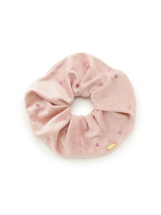 Pink Hearts Velour Hair Scrunchie