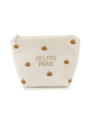 Gelato Pique [HALLOWEEN] Embroidered Motif Tissue Pouch in cream, front view