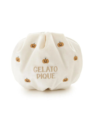 Gelato Pique [HALLOWEEN] Embroidered Motif Pouch in cream, front view