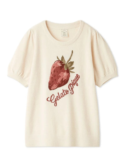 Airy Moco Strawberry Jacquard Pullover gelato pique