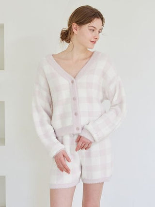 Checkered Cardigan & Shorts Set