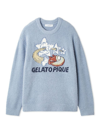 Gelato Pique Men's Baby Moco Space Ship Pullover in blue, front view
