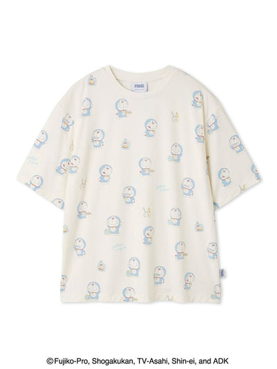 Doraemon Unisex Good Morning Good Night T-shirt gelato pique