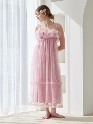 [Valentine] Heart Tulle Camisole Dress With Built-in Cup